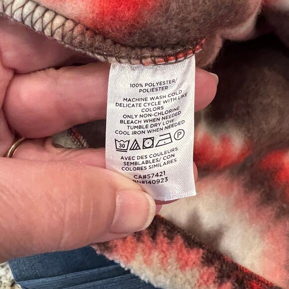 NWT LOFT Chocolate Brown, Red, Pink & Cream Sunburst Sherpa Hoodie - Picture 10 of 10